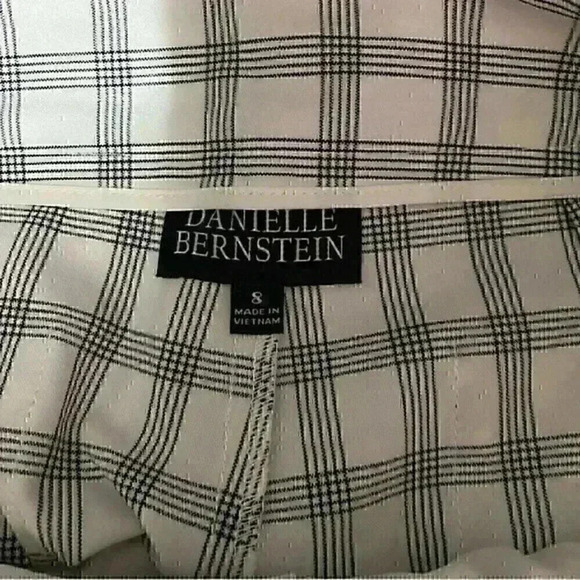 Danielle Bernstein Pant Women’s 8 Ivory Plaid Ring Zip Preppy Light Academia NWT - Picture 6 of 8